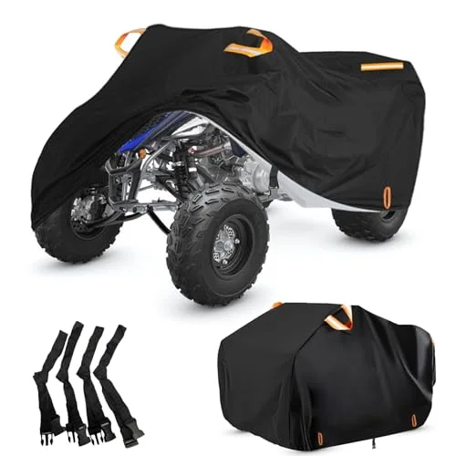 INEZARI ATV Cover Heavy Duty 300D Oxford Waterproof All-Weather Protection for Quad Bikes (Black, Universal Fit) jlkwd