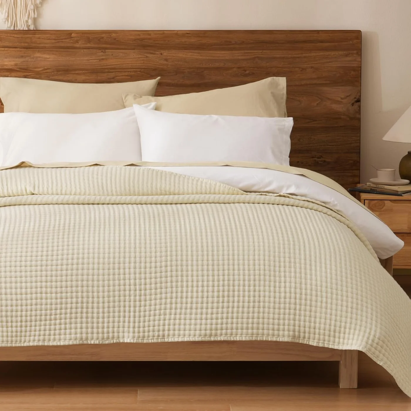 PHF Muslin Blanket Twin Size (165cm x 230cm) Ultra Soft Lyocell Cotton Blend Bedding for Bedroom (Sand) 939nz