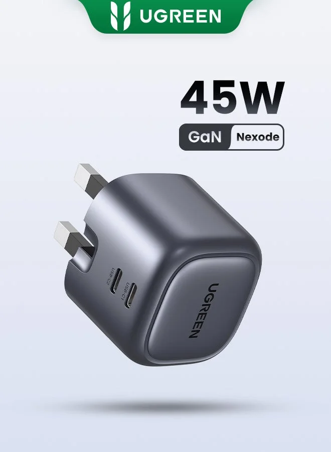 Ugreen 45W GaN Dual USB-C Fast Wall Charger Foldable Power Adapter for Laptops and Smartphones (45W, 2-Port) fhf76