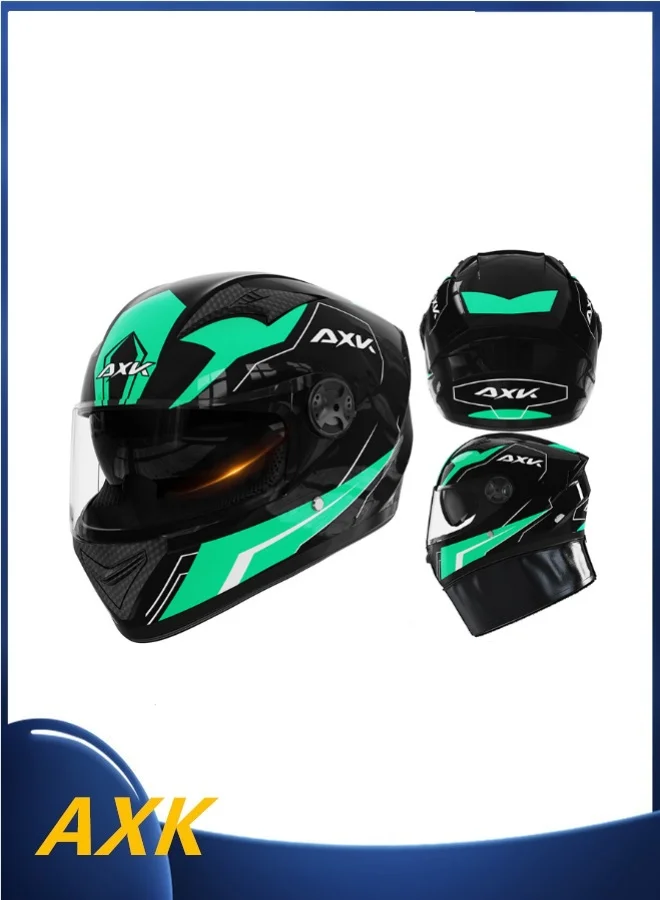 AXK Full Face Motorcycle Helmet with Double Lens (Premium ABS Shell, Professional Racing Gear) j96p6