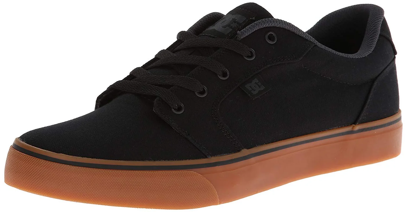 Premium Skateboarding Sneakers Durable Canvas Low-Top Footwear for Men (Black/Gum, 44.5 EU) p5s3i
