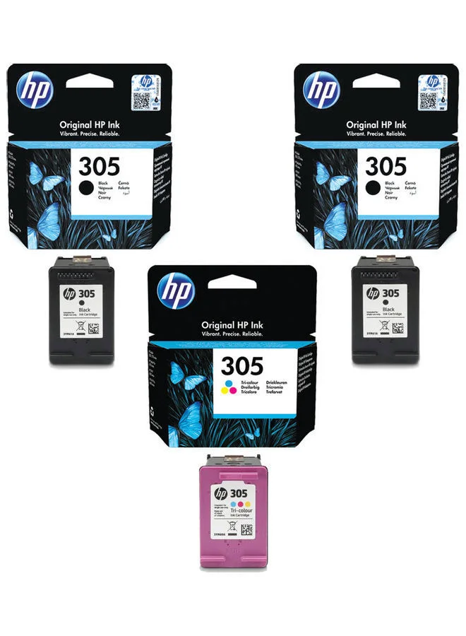 Premium Ink Cartridge Set (2 Black and 1 Tri-Colour) High-Yield Printing Supplies for Home and Office (3-Pack) 1vmqj