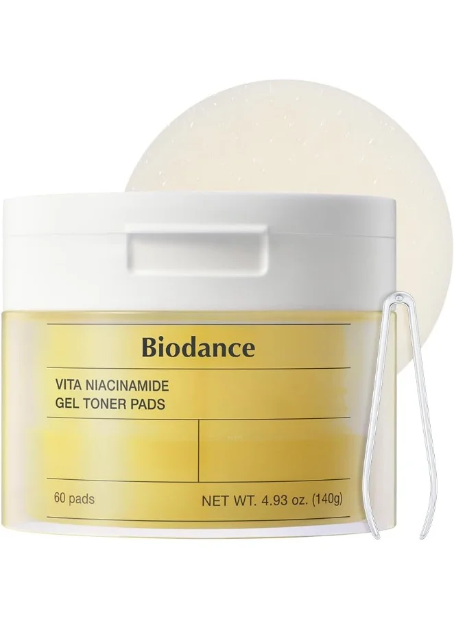 BIODANCE Vita Niacinamide Gel Toner Pads, Brightening Facial Exfoliator for Even Skin Tone, Korean Skincare (60 Pads, 140g) mbx2o