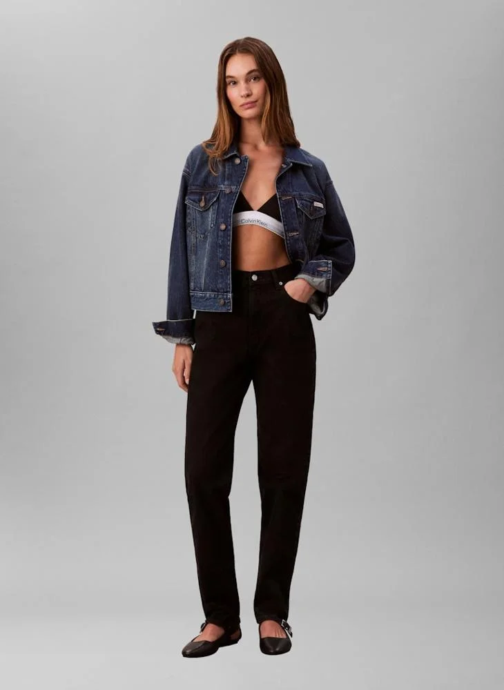 Premium High-Waisted Mom Jeans Vintage Fit Denim Trousers For Women (Blue, 38) yphuy