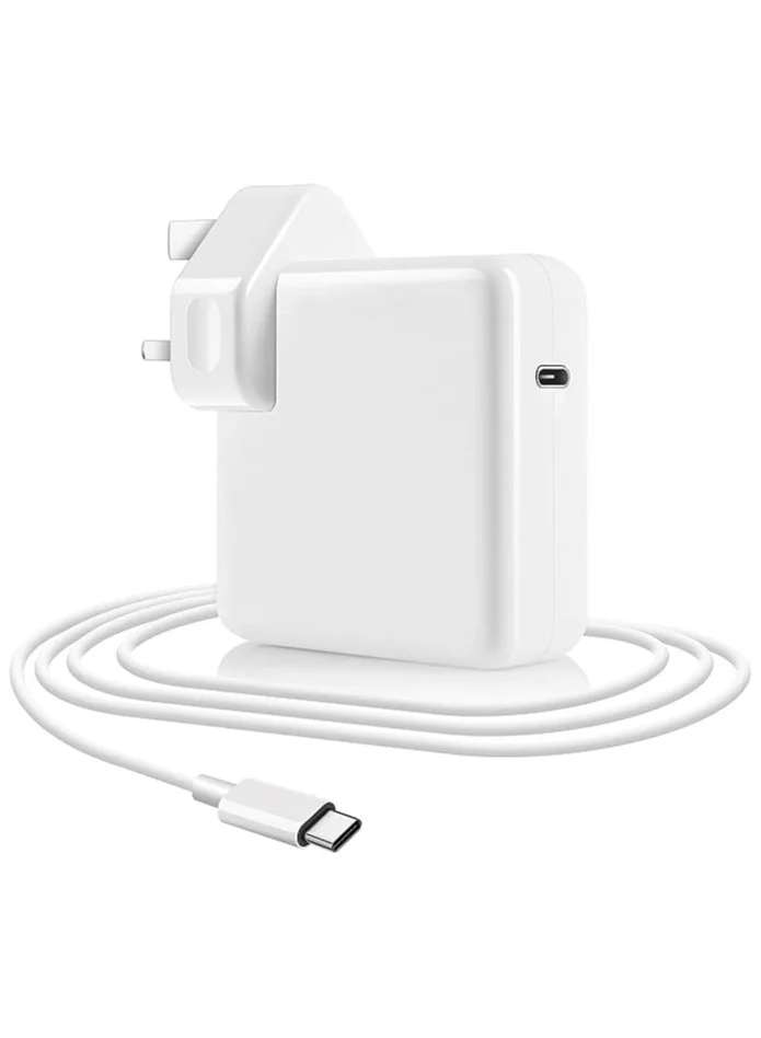 MMG 96W USB-C Power Adapter Fast Charging Laptop Charger with Integrated Cable (White, 1 Unit) 13km6