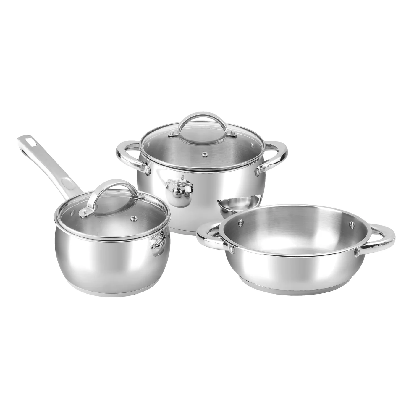 Premium Stainless Steel Tri-Ply Cookware Set with Induction Compatible Base (3-Piece Set, 8.4L Total Capacity) 9y3q8