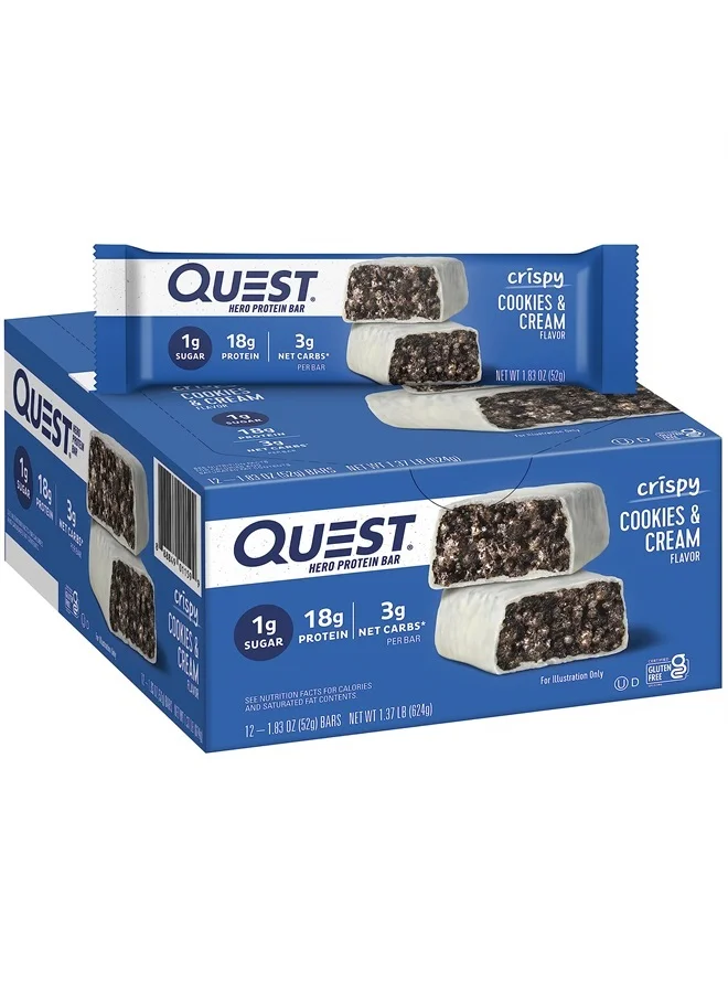 Quest Nutrition Hero Protein Bar Cookies & Cream Flavor (18g Protein, 12 Count) qeoxn