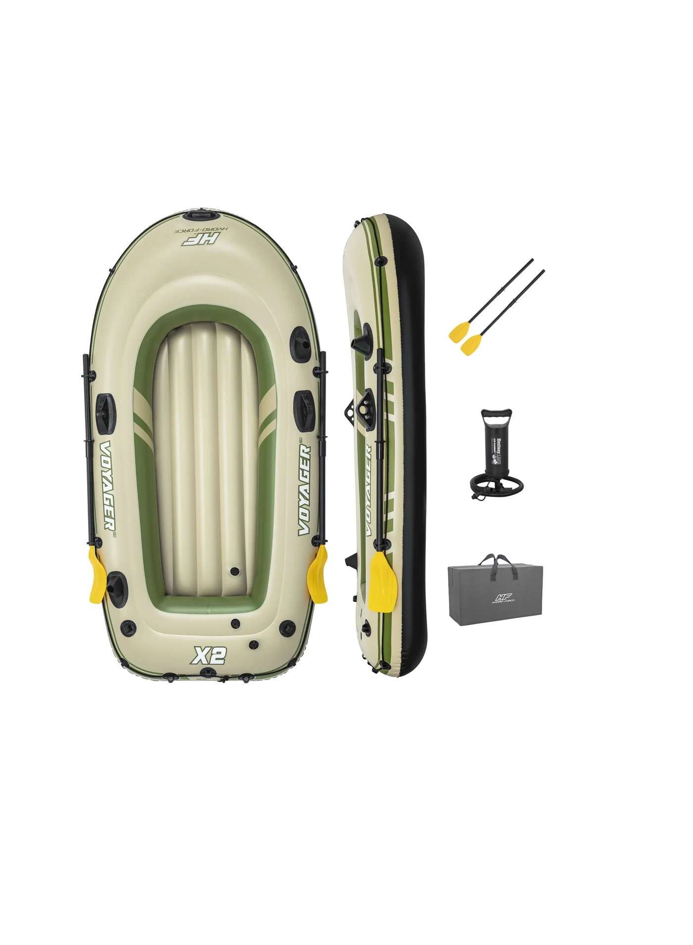 Hydro Force Voyager X2 Inflatable Raft Set (2-Person, Heavy-Duty PVC, 340 cm x 135 cm) epu26