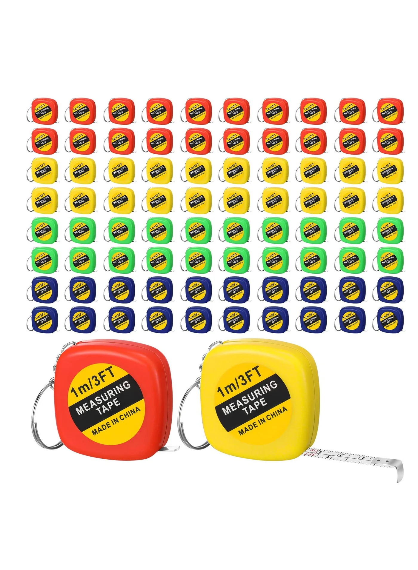 Excefore Mini Retractable Tape Measure Bulk Set, Portable Measuring Tool for Construction and DIY Projects (Assorted Colors, 80 Pieces, 1 Meter) 22bwx