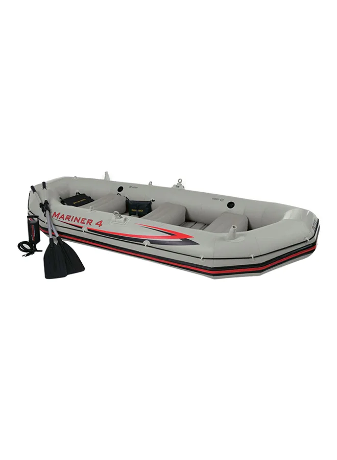 Inflatable Mariner 4 Person Boat Set Heavy-Duty PVC Construction for Recreational Water Sports (4 Person Capacity) 1qnqg