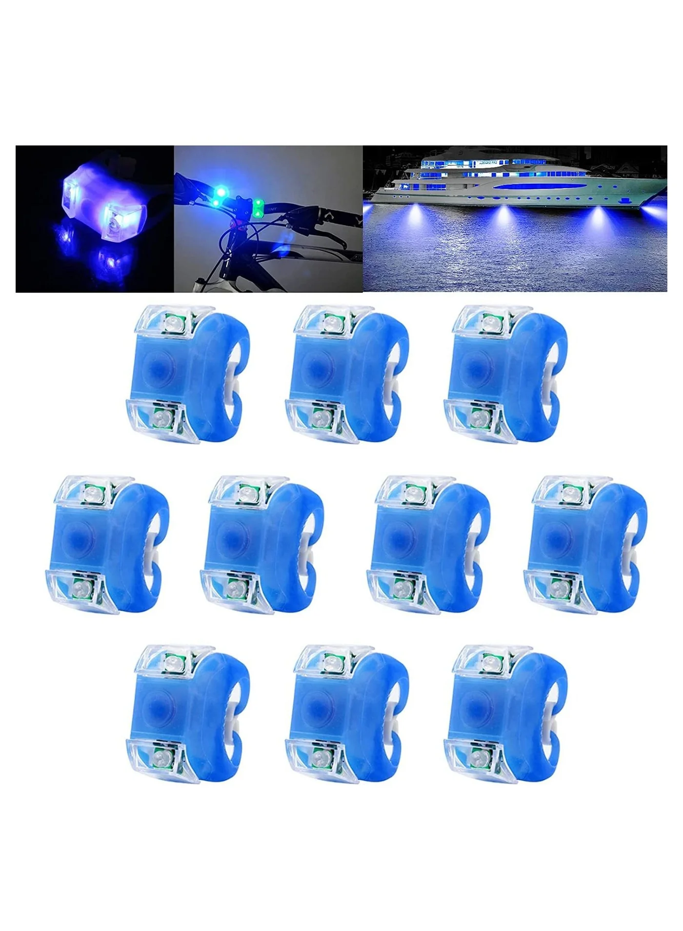 MUNTAQI LED Navigation Lights for Marine Safety Waterproof Boat Bow and Stern Lighting (Blue, 12 Pack) 80mkh