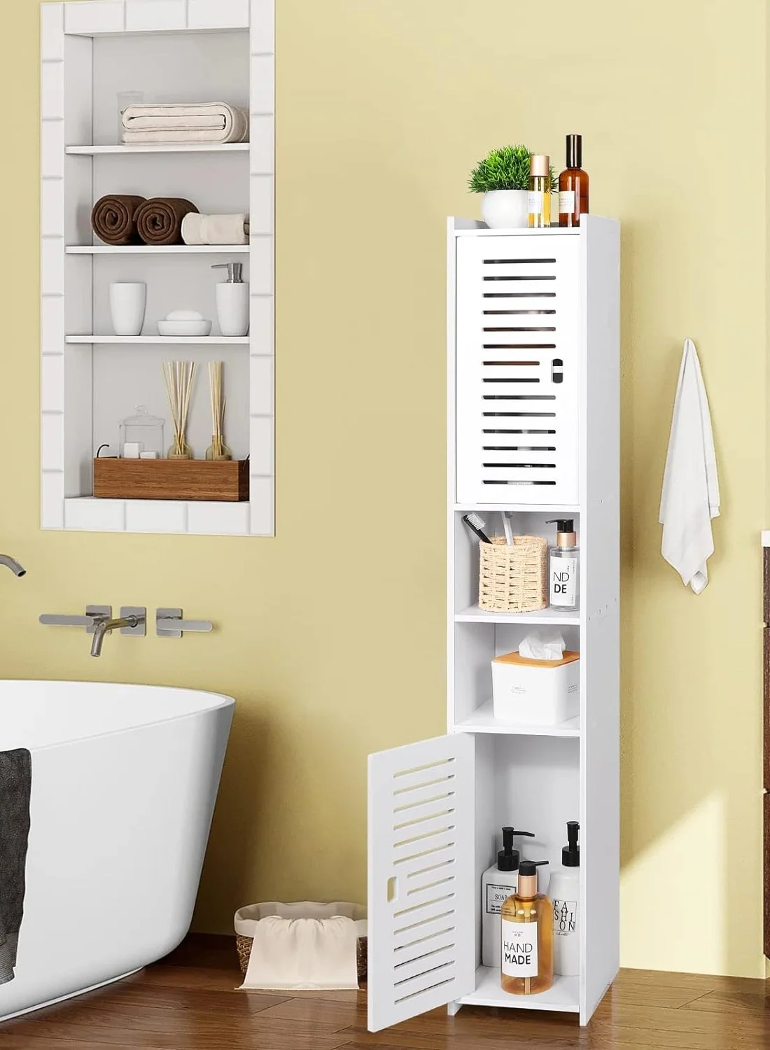 TPGP Bathroom Storage Cabinet Floor Standing Organizer Unit (White, 80cm x 30cm x 30cm) wrzz2