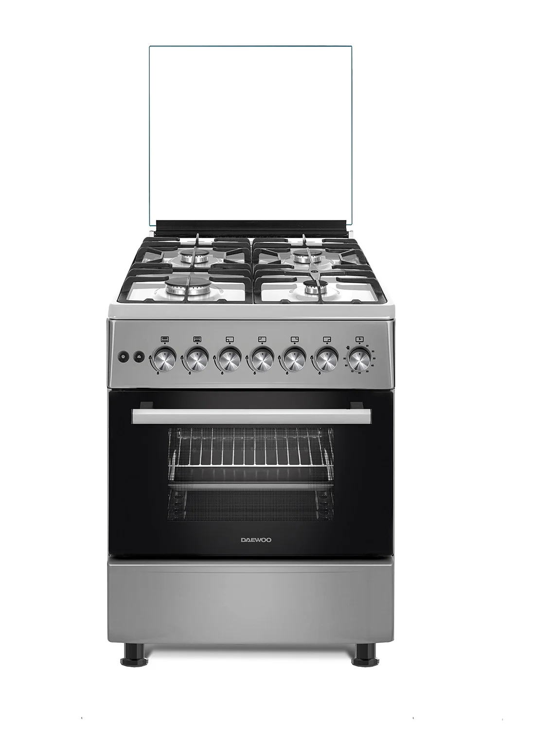 DAEWOO Freestanding Gas Cooker 4 Burner Range with Oven Grill Stainless Steel Finish (60x60cm, Grey) dhqcw