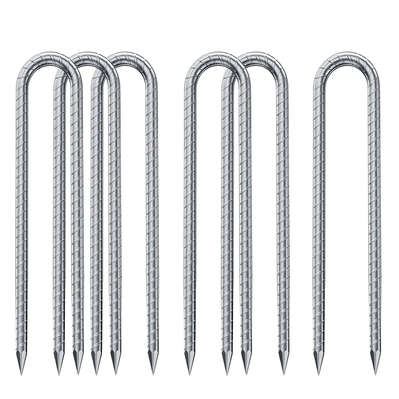 DN DENNOV U-Shaped Rebar Ground Stakes Heavy Duty Rust-Proof Steel Anchors for Garden Tents and Trampolines (30 cm) etxio