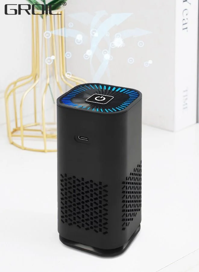 GROIC Car Air Purifier with HEPA Filter and Negative Ion Generator, Portable Air Sterilizer with 7-Color LED Ambient Light (1 Unit) qpm7c