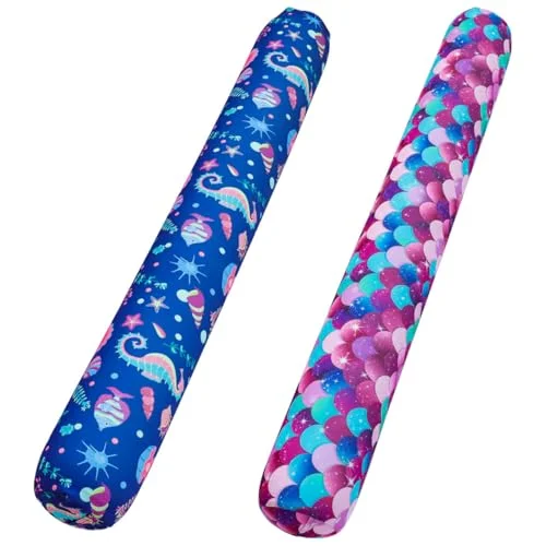 Premium Inflatable Swim Pool Noodles with Soft Fabric Cover (2 Pack, Large) - Durable Floating Pool Toys for Adults and Kids m80th