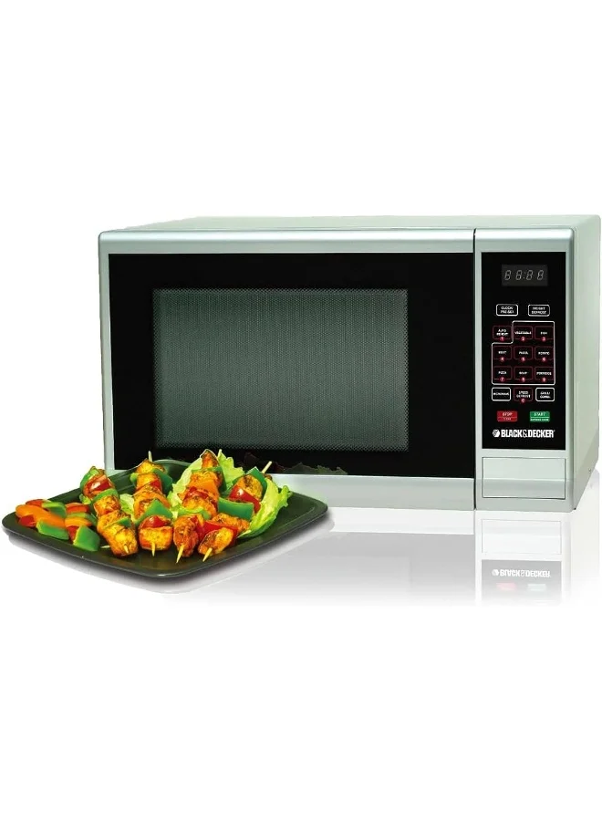 BLACK+DECKER Combination Microwave Oven with Grill, 900W Countertop Cooking Appliance with Auto Menu and Defrost Function (Silver, 30 L) jj2fv