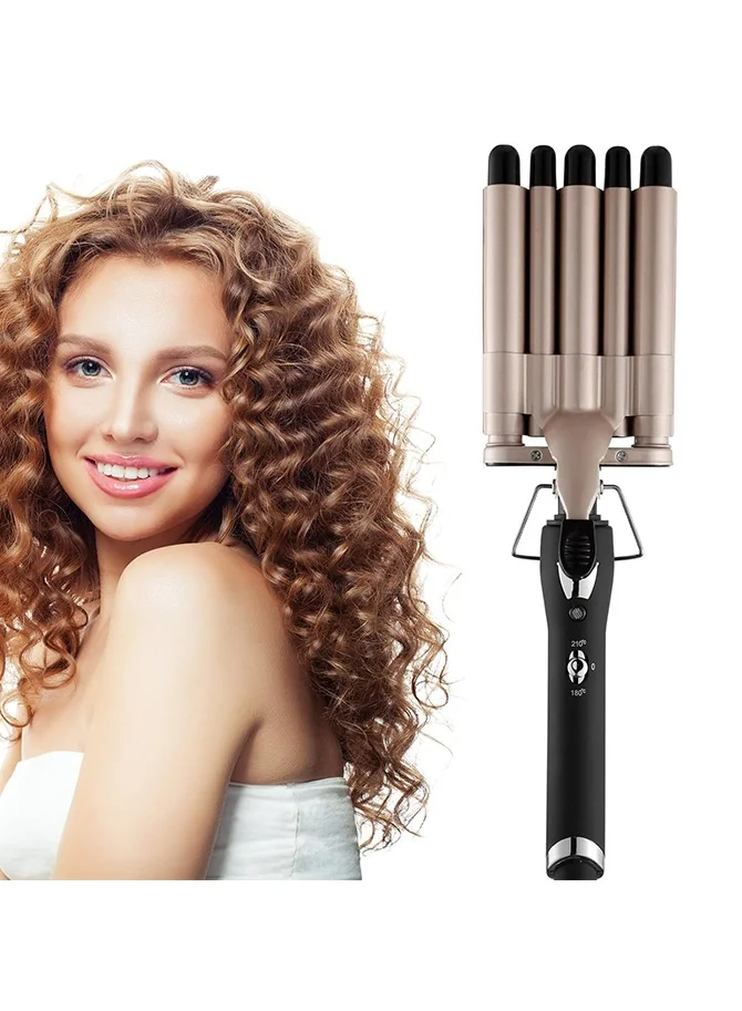 Joshberg 5-Barrel Hair Crimper Iron Ceramic Tourmaline Styling Wand (Professional, Dual Voltage) rj04t