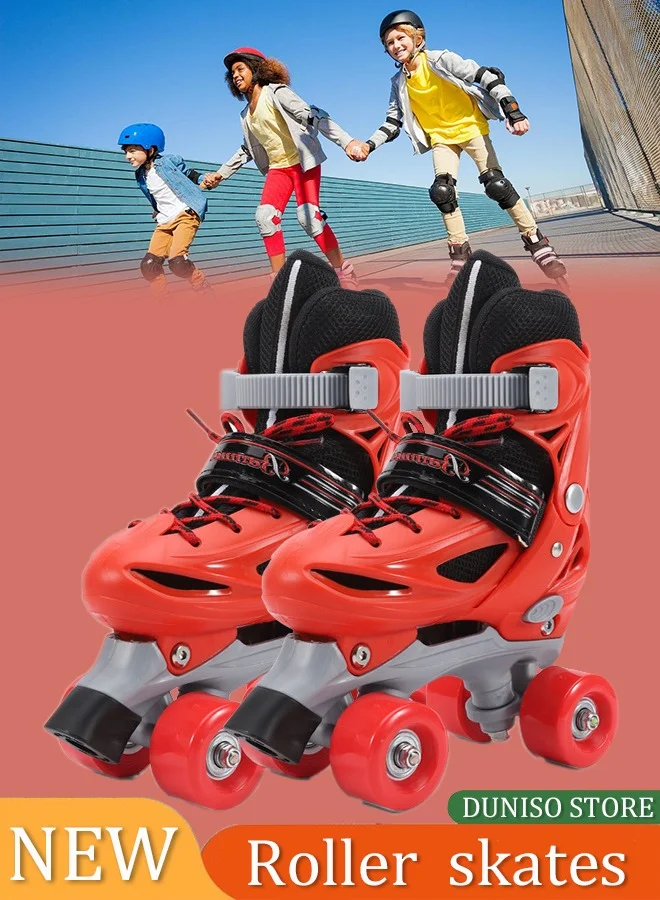 DUNISO Adjustable Roller Skates for Kids, Double Row 4-Wheel Quad Skates, Durable Collision-Resistant Design (Size 30-33) sxh3g
