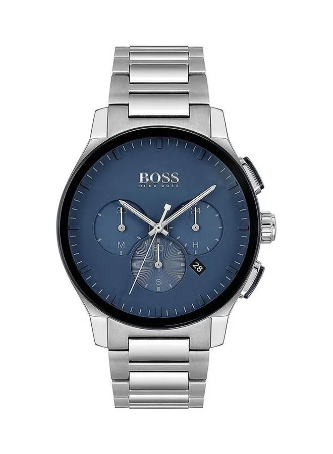 Premium Chronograph Quartz Wrist Watch for Men Stainless Steel Band (Silver, One Size) sz7ov
