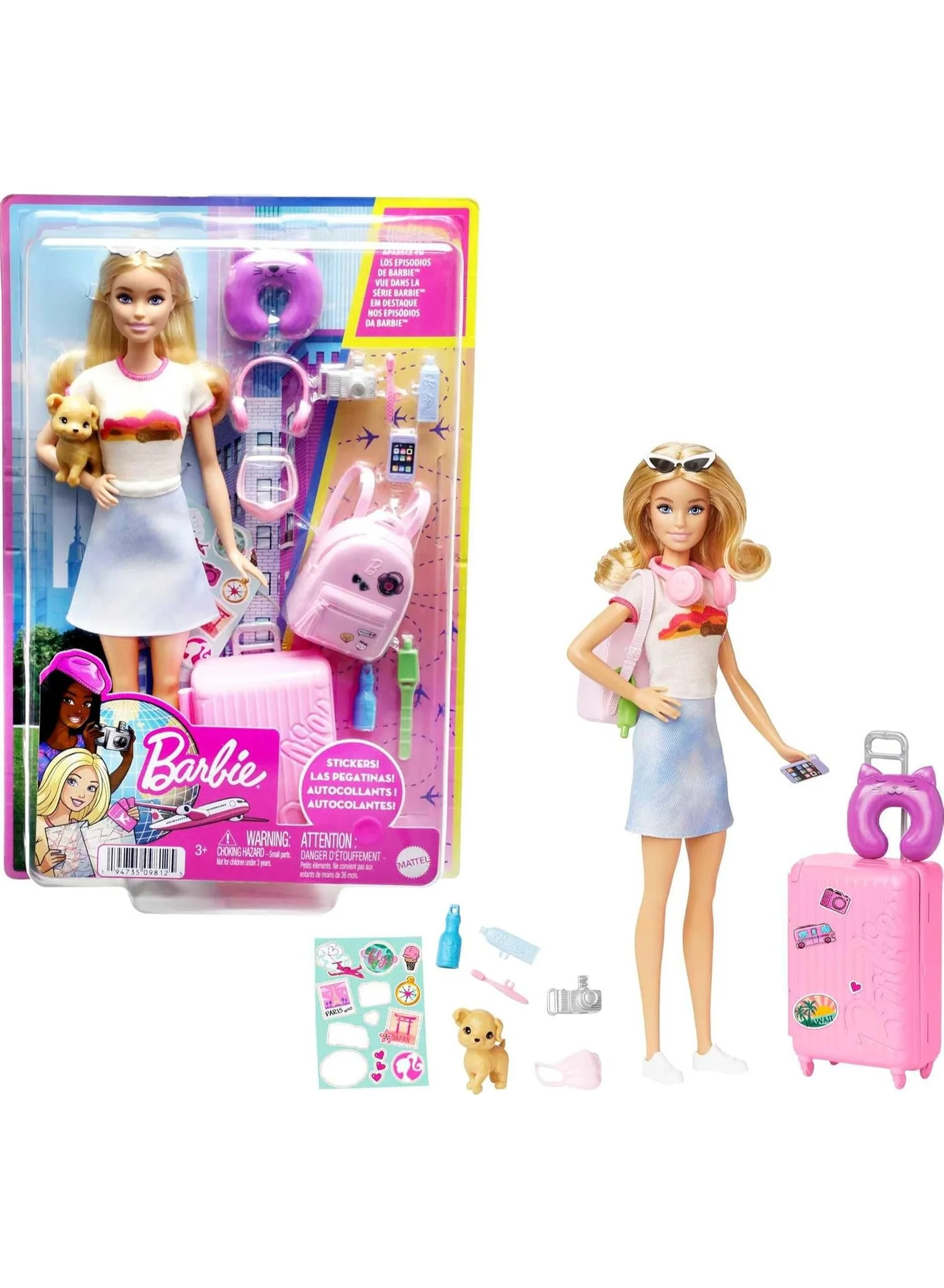 Fashion Doll Malibu Travel Playset with Puppy and Working Suitcase (10+ Pieces) mgslo