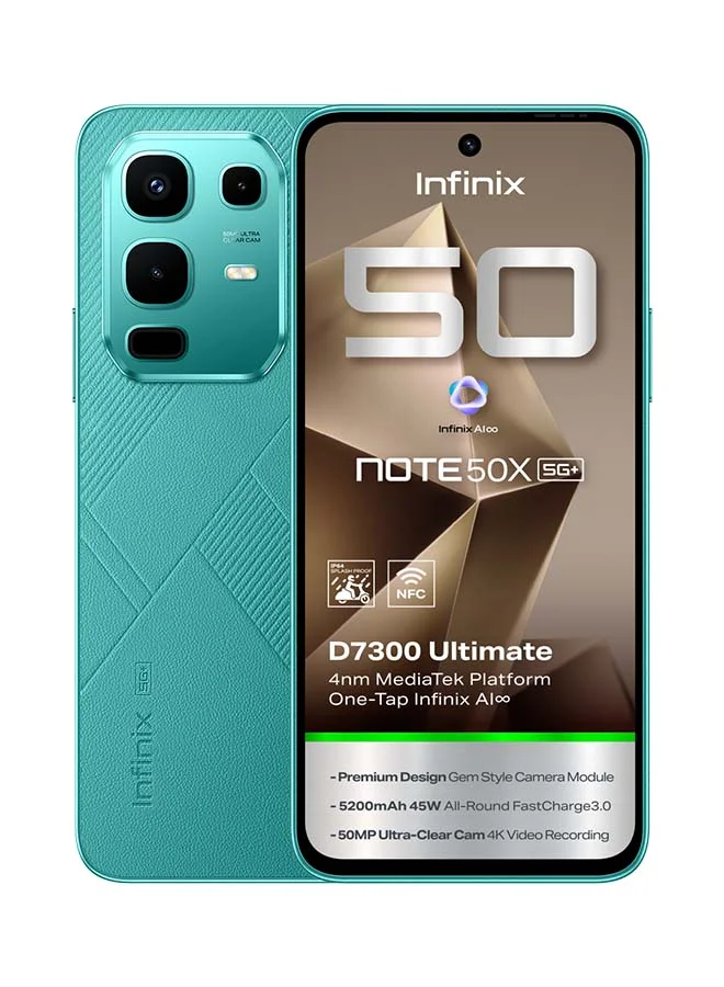Infinix Note 50 X Dual SIM Smartphone 256GB 16GB RAM 5G (Breeze Green, 6.78-inch) v0qts
