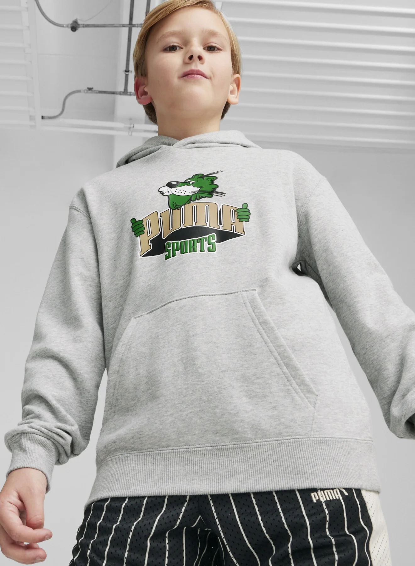 Sport Boys Grey Hoodie Premium Cotton Pullover Casual Sweatshirt for Kids (Grey, 128 cm) q25za