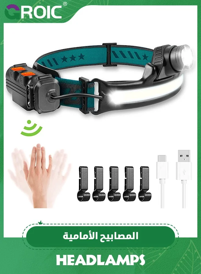 GROIC Rechargeable LED Headlamp 1000 Lumen 270¡ã Wide Beam Motion Sensor Headlight (Waterproof, Lightweight) dqj2k