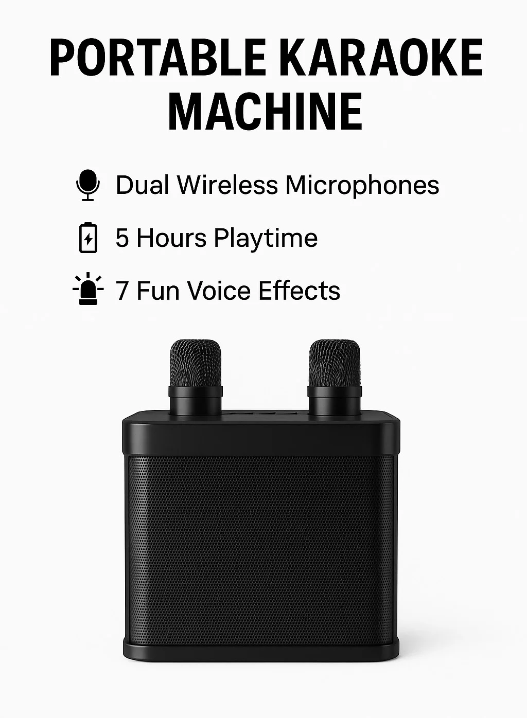 Agofyngs Portable Bluetooth Karaoke Speaker System with Dual Wireless Microphones (Premium Sound, For Kids & Adults) glr4l