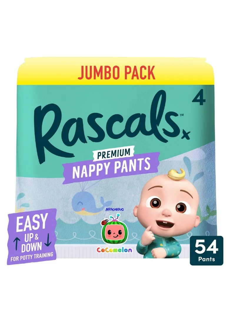 Rascals Training Diaper Pants Pull-Up Design Ultra Flex 360 Waistband (Size 4, 10-15 kg, 54 Count) jyt2d