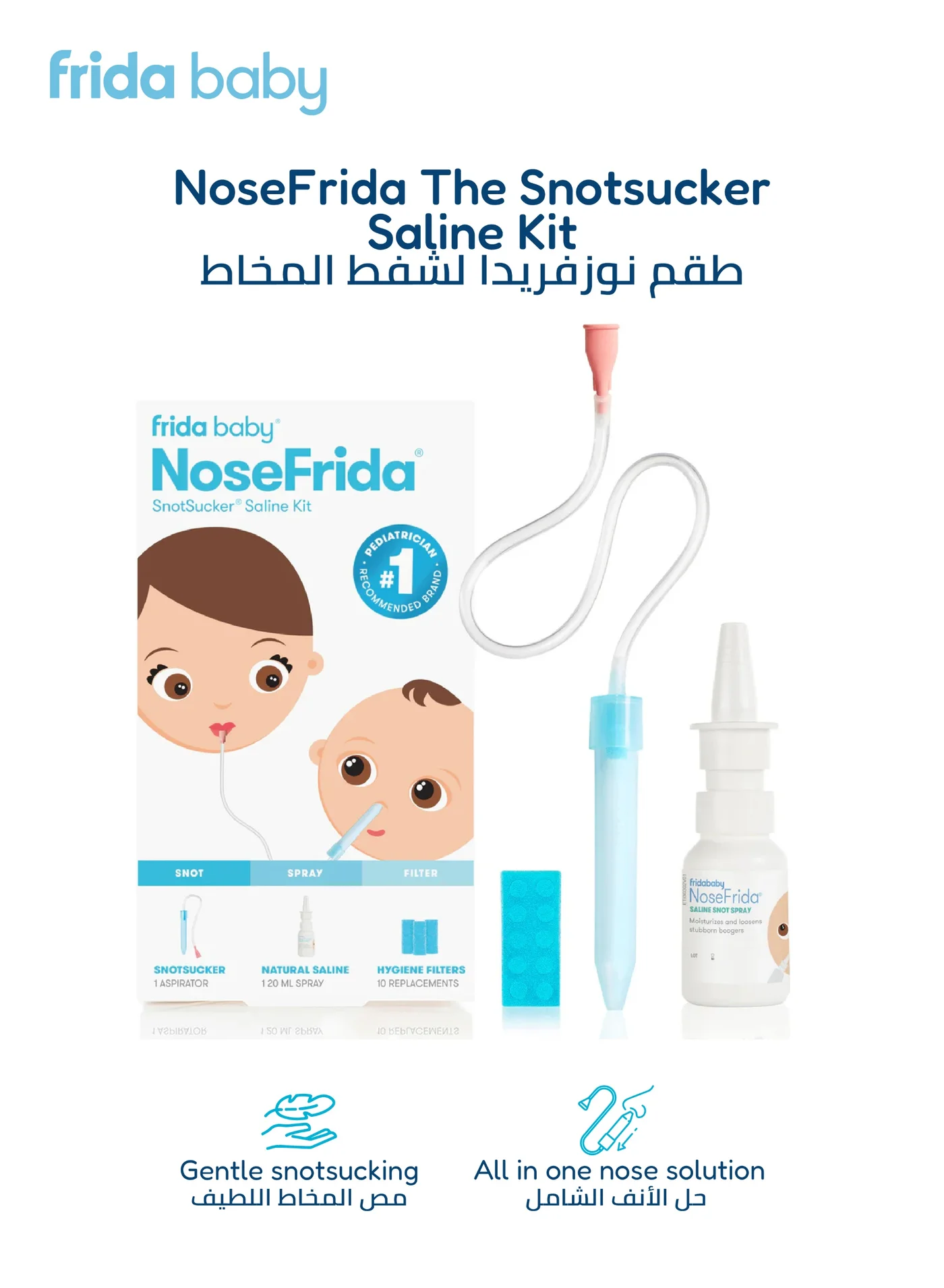 Fridababy Nasal Aspirator and Saline Kit with Hygiene Filters for Infants (3 Piece Set) bjee5