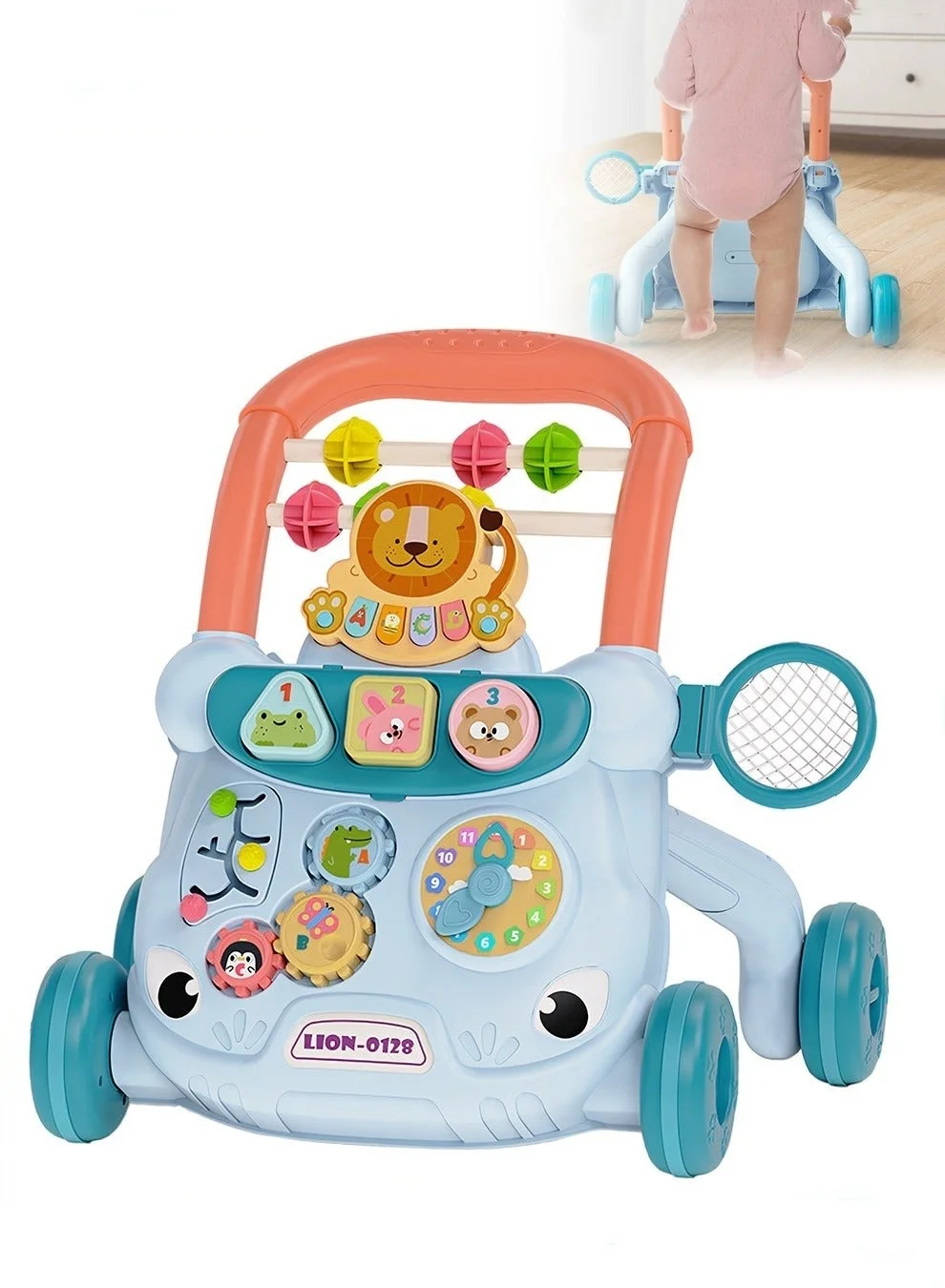 DOOKOO 2-in-1 Sit-to-Stand Baby Walker and Activity Center with Interactive Learning Panel for Toddlers 88815