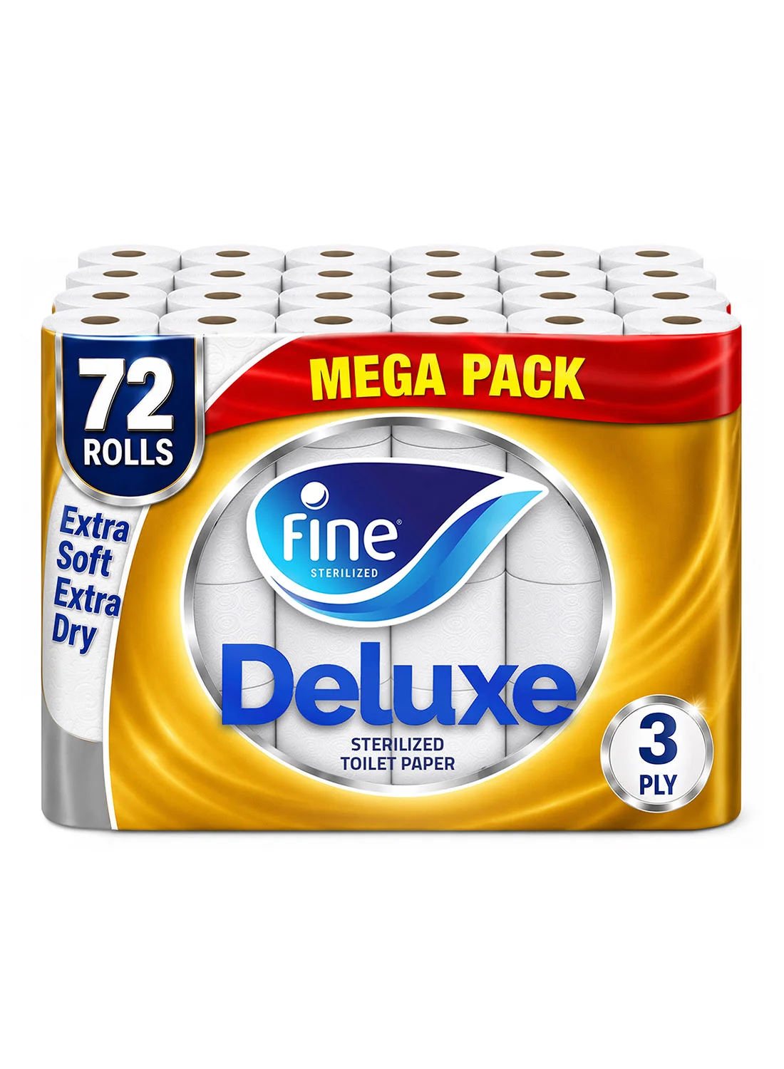 Fine Premium Toilet Paper 3-Ply Soft Absorbent Tissue (White, 72 Rolls, 140 Sheets Per Roll) 8um5y