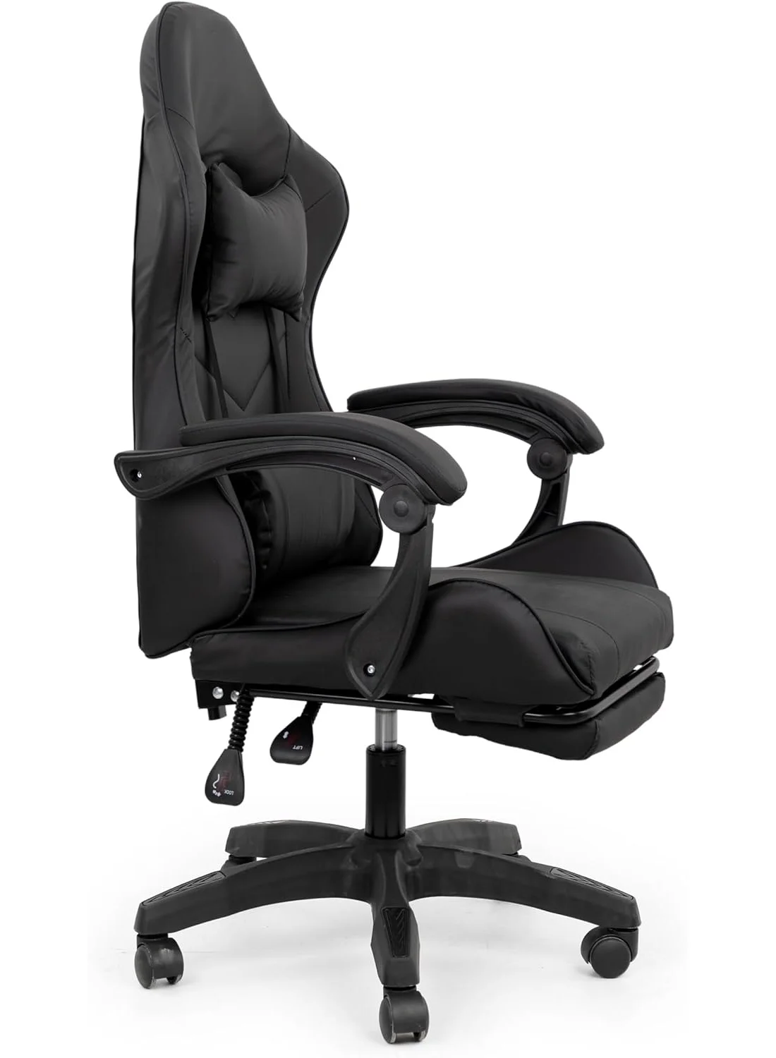 Premium Ergonomic Gaming Chair with Footrest and Lumbar Support (Black, 125 cm Height) 57v8i