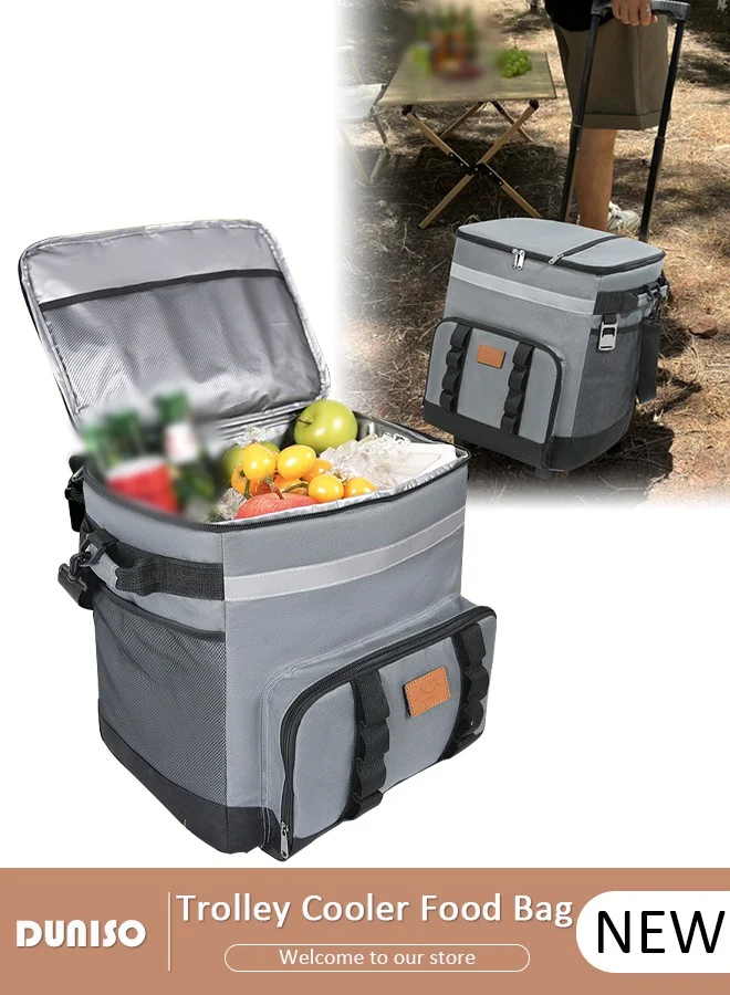 DUNISO Trolley Cooler Bag Insulated Rolling Food Organizer (Waterproof, 35L) for Outdoor Camping Picnic Travel 1iqyt