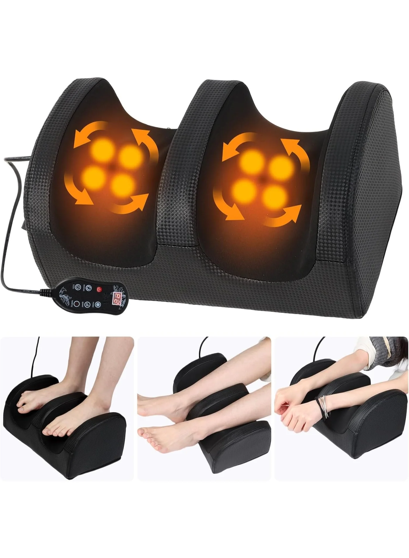 RATSAW Electric Foot and Calf Massager Machine with Heat Shiatsu Deep Kneading Rolling for Muscle Relaxation (For Men and Women, 1 Unit) rpdxw