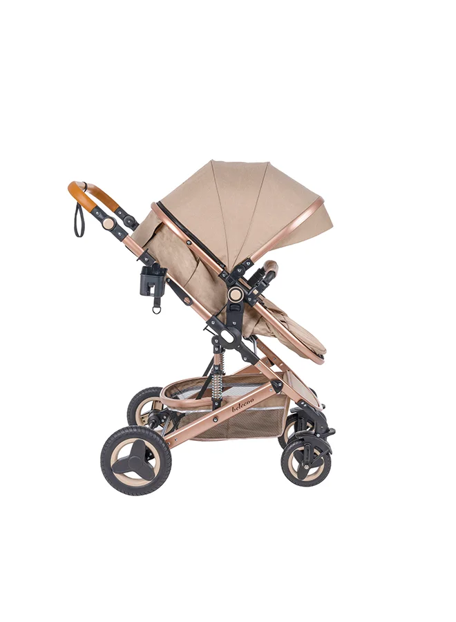 Premium 3-in-1 Foldable Travel Stroller System with Reversible Bassinet and All-Terrain Wheels (Cream, One Size) 0j3uk