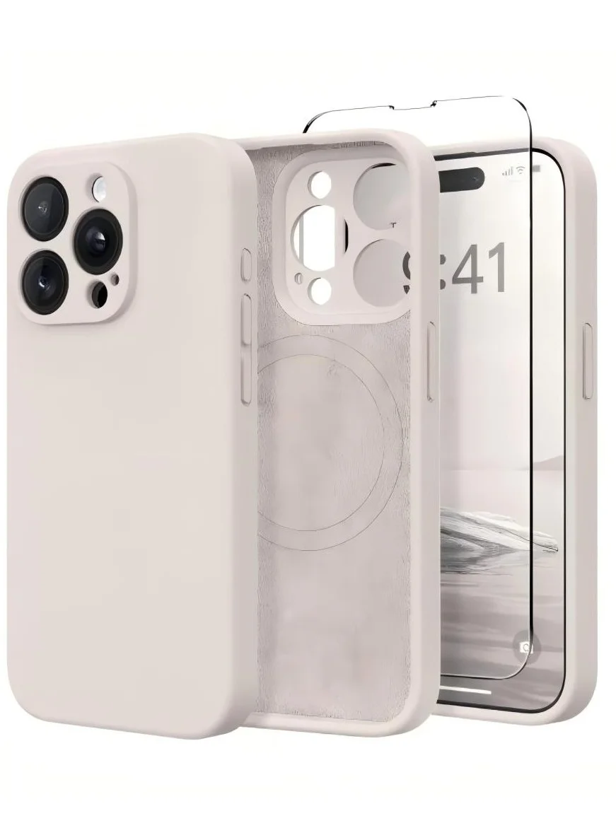 SUYDANBOX Magnetic Protective Phone Case for 6.7-inch Smartphone, Shockproof Silicone Cover with Camera Protection (Stone, 6.7 inch) v6tmh