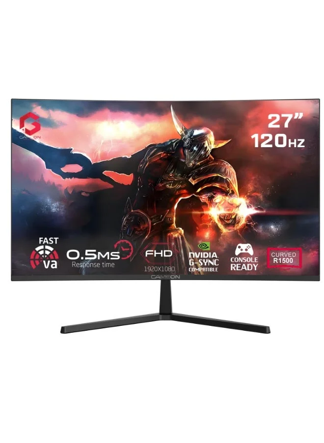 GAMEON 27 Inch Curved Gaming Monitor FHD 1080p VA Display 120Hz Refresh Rate HDR HDMI 2.1 (Black, 27 Inch) 527dc