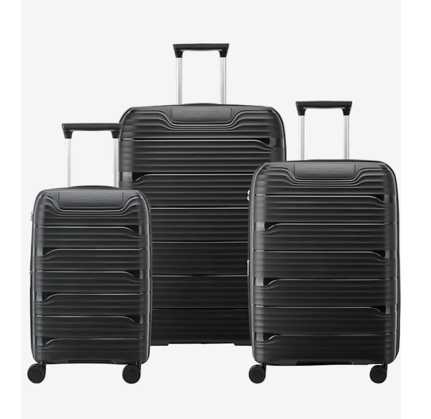 Delsey Dune Hardcase 4-Double Wheel Expandable Luggage Trolley Set (Black, 3-Piece Set) xvwr7