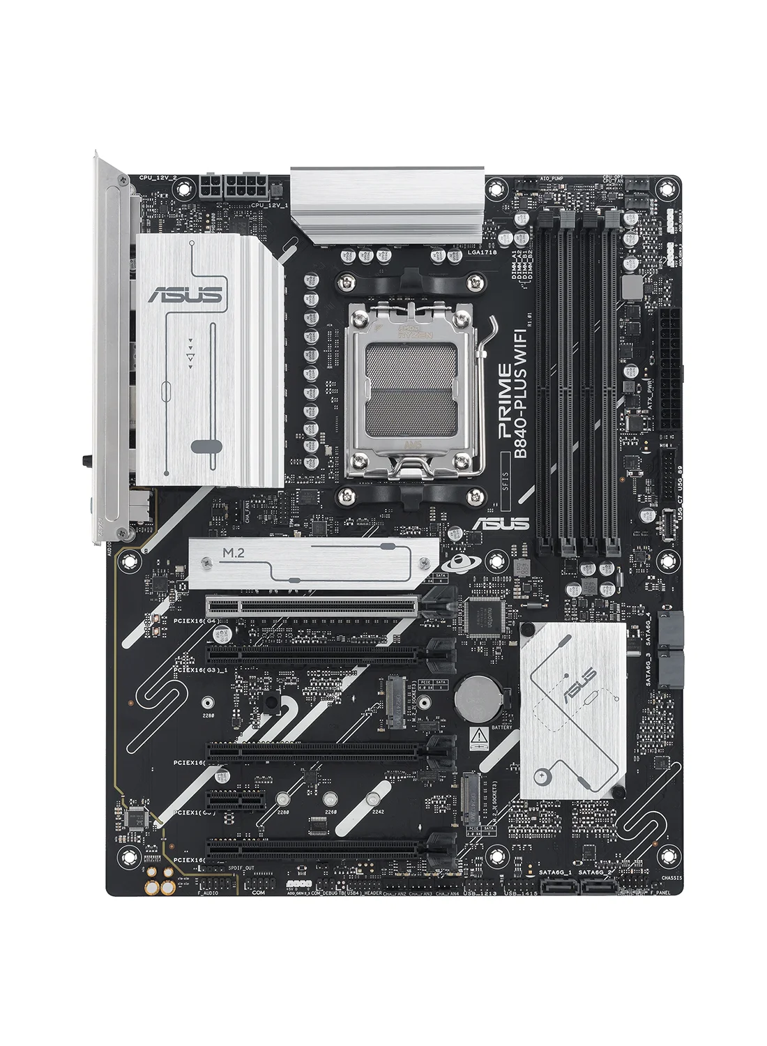 Premium B840-PLUS Wi-Fi ATX Motherboard, AM5 Socket, DDR5 Support, 4 x M.2 Slots, 2.5Gb Ethernet, Wi-Fi 6E, Bluetooth 5.3, USB 10Gbps Type-C (Black, ATX) e055f