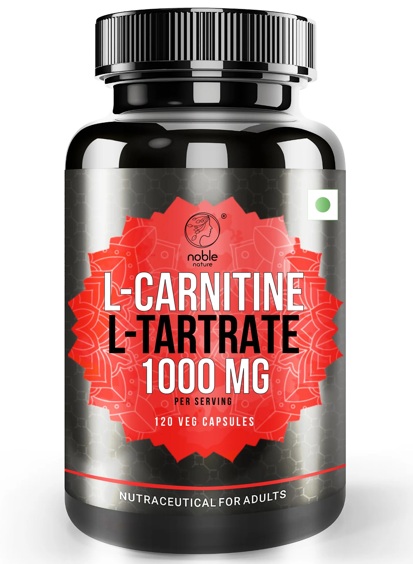 Noble Nature L-Carnitine L-Tartrate Supplement (1000 mg, 120 Veg Capsules) Premium Energy and Recovery Support for Adults zpbxd