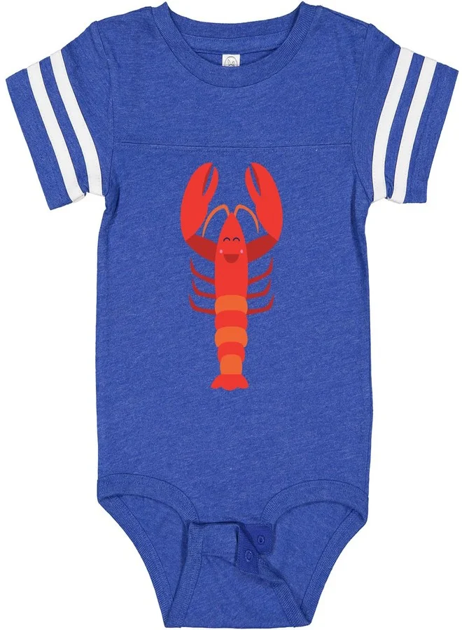 Premium Lobster Ocean Creature Baby Bodysuit Soft Cotton Romper for Newborns (Blue and White, 0-3 Months) 17w34