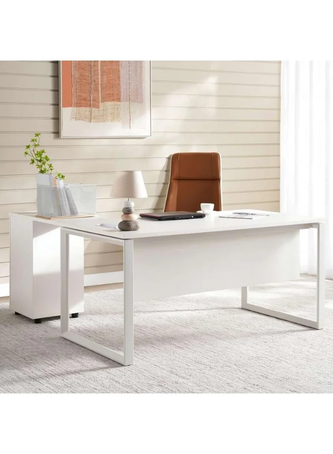 Pan Home Navas Office Desk Modern Minimalist Workstation (White, 160cm) zkjvc