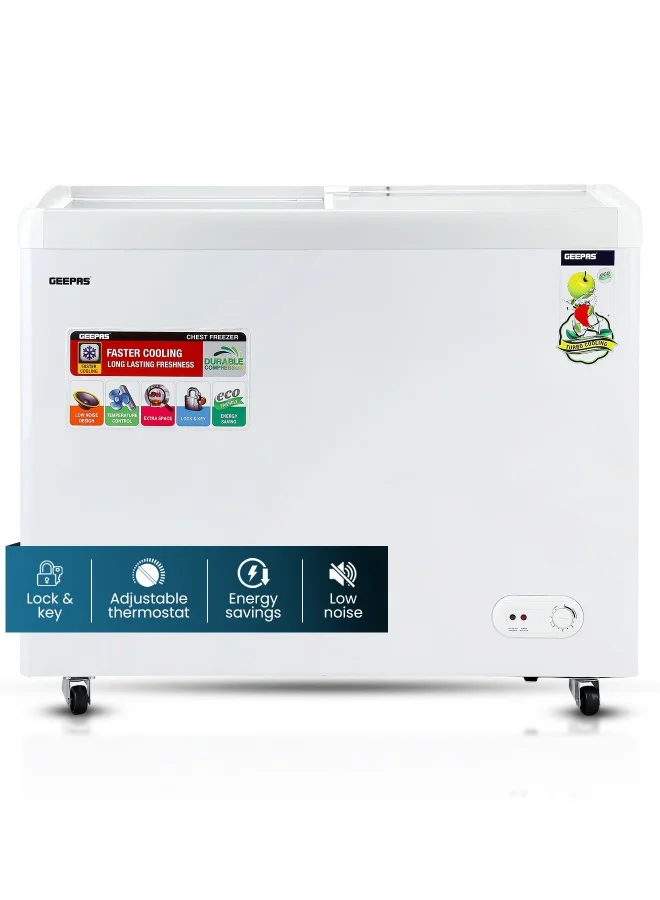 Geepas Chest Showcase Freezer and Fridge Convertible Dual Function with Temperature Control (White, 220 W) aw6pk