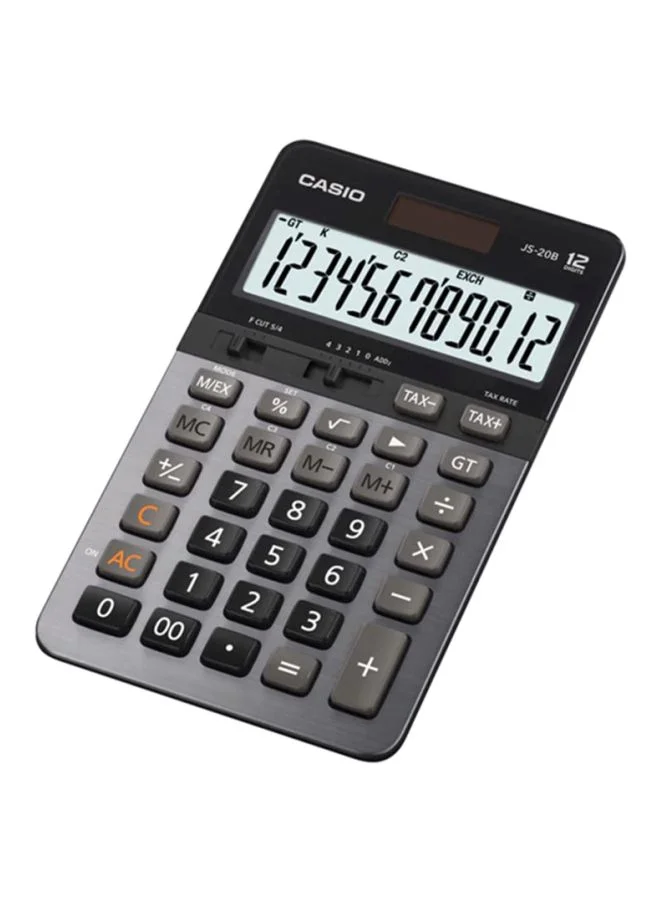 Premium 12-Digit Desktop Calculator Metal Body Professional Office Tool (Grey, 1 Piece) wfd7e