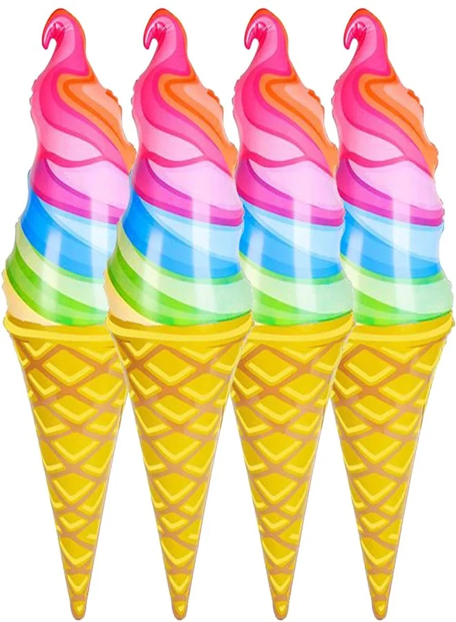 ArtCreativity Inflatable Rainbow Ice Cream Cone Pool Toys (Multicolor, 84 cm, Set of 4) 011vb