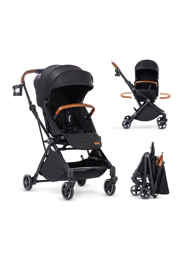 TEKNUM Compacto Auto Fold 360¡ã Reversible Stroller (Black, 22 kg Capacity) Premium Lightweight Travel Stroller for Toddlers iy7fu