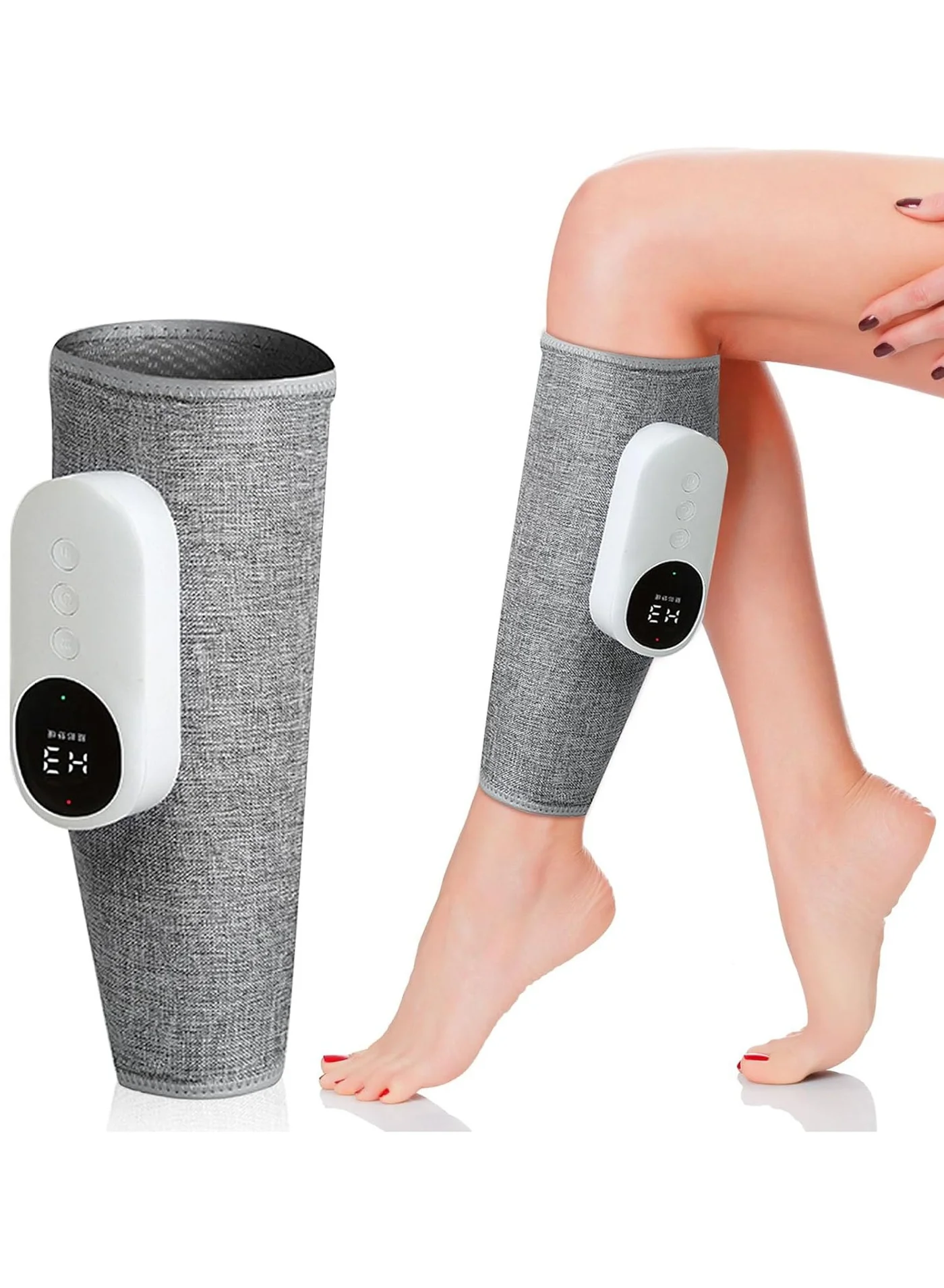 MileMelo Cordless Calf Massager with Heat, Air Compression Leg Massager for Circulation and Recovery (Grey, Single Unit) ep7q5