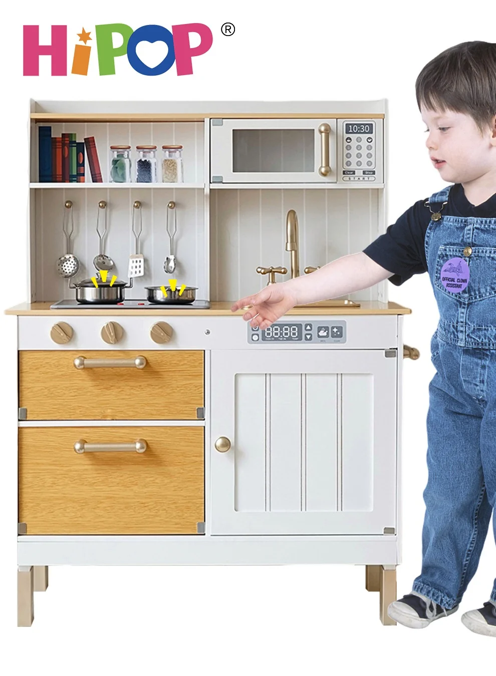 HIPOP Wooden Kitchen Playset for Kids Realistic Pretend Play Cooking Station (1 Piece) 76e0h